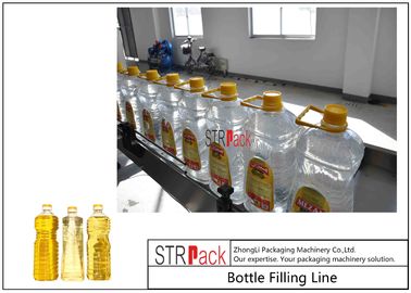 สายการบรรจุน้ำมันบริโภค 1L-5L พร้อมเครื่องบรรจุเซอร์โว, เครื่องปิดฝา, เครื่องติดฉลาก, เครื่องห่อหุ้มปลอกหุ้ม